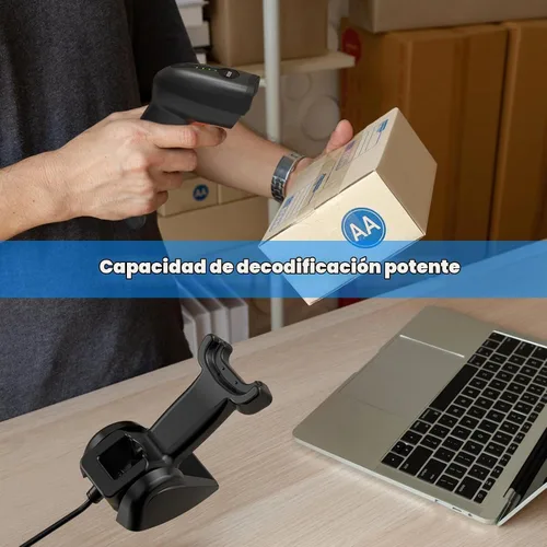 Vista 7 de Symcode Escáner de código de barras QR industrial Bluetooth con soporte de carga inalámbrico, escáner de código de barras inalámbrico 2D 1D Escáner