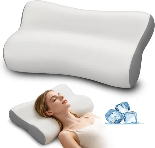 Vista 11 de Almohada cervical para el cuello, almohadas de espuma viscoelástica de contorno para aliviar el dolor de cuello, almohada ergonómica para dormir