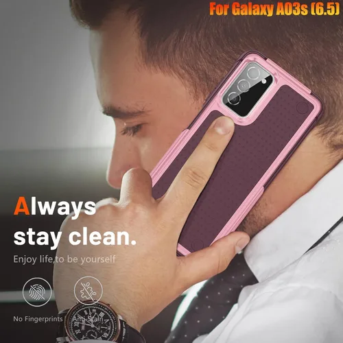 Vista 7 de Funda resistente para Samsung Galaxy A03s/A02S de 6.5 pulgadas, 4 esquinas con bolsas de aire [protección contra caídas de 12 pies], agarre