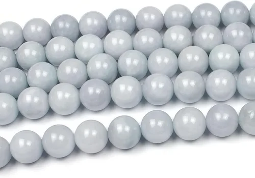Vista 4 de MJDCB Cuentas sueltas de piedras preciosas naturales de aguamarina redondas para hacer joyas con abalorios espaciadores, tira de 15 pulgadas