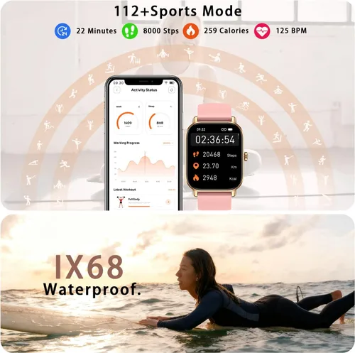 Vista 4 de Reloj inteligente para mujeres y hombres Fitness: hacer respuesta llamada, relojes digitales para hombre, resistente al agua, reloj inteligente