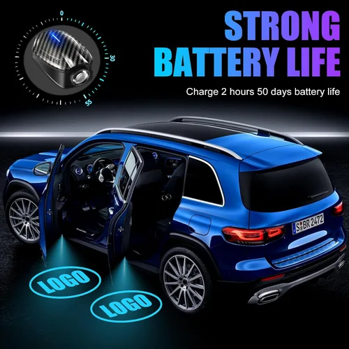 Vista 4 de SPOBODY - Juego de 2 proyectores LED inalámbricos para puerta de auto, recargables, con proyección HD y lámpara de bienvenida, aptos