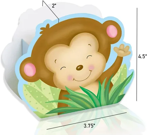 Vista 3 de Cajas de papel para baby shower de niño mono 4.5 x 3.75 pulgadas 8