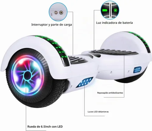 Vista 2 de FLYING-ANT Self Balancing Scooter, 6.5” Two-Wheel with Bluetooth and Flashing LED Lights