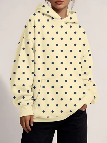 Vista 2 de Trendy Queen Sudaderas con capucha de gran tamaño para mujer, sudaderas de felpa para mujer, suéteres de moda de otoño, suéteres de invierno Lunares