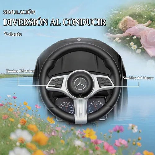 Vista 6 de Qaba Mercedes-Benz Clase C - Coche de empuje 2 en 1 con licencia 18-36 M Negro