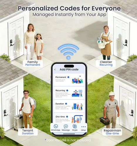 Vista 8 de Veise VE012W WiFi huella digital Smart Lock para puerta delantera, negro