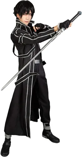 Vista 2 de Cosfun Disfraz completo de Kirigaya Kazuto para hombre color negro mp003071