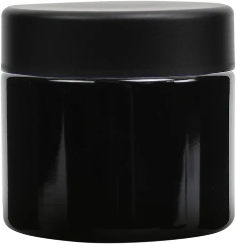 Vista 10 de Human Objects Tarros de vidrio ámbar de 2 onzas con tapas negras resistentes a los niños, 0.12 oz, 200 unidades, recipientes herméticos recargables