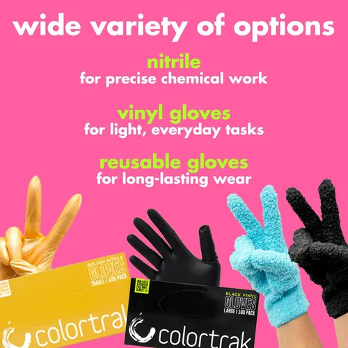 Vista 7 de Colortrak Disposable Powder Free Vinyl Gloves, Single-Use, Latex-Free, Powder Free, Ambidextrous