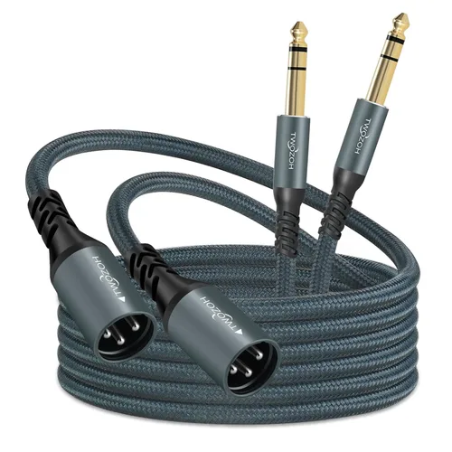 Vista 10 de Twozoh Cable corto XLR hembra a 1/4 TRS de 1 pie, trenzado conector estéreo de 0.250 in equilibrado a cable de micrófono XLR de 3 pines