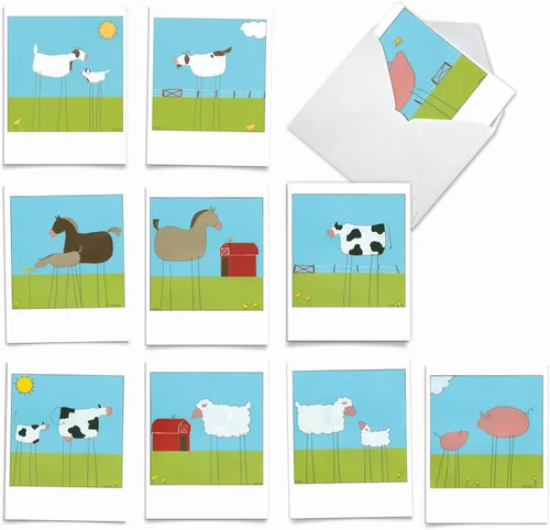 Vista 8 de The Best Card Company - 10 tarjetas de agradecimiento en caja con sobres, juego de papelería de agradecimiento animal para hombres, mujeres y niños