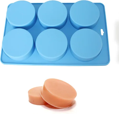 Vista 2 de X-Haibei Molde de silicona redondo grande de 3 pulgadas para jabón de baño, jabón de barba, barras de loción, velas, forma de cilindro, molde