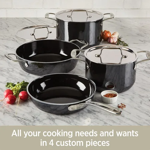 Vista 7 de All-Clad FUSIONTEC - Olla para sopa de cerámica natural con núcleo de acero, 4 cuartos de galón, ónix