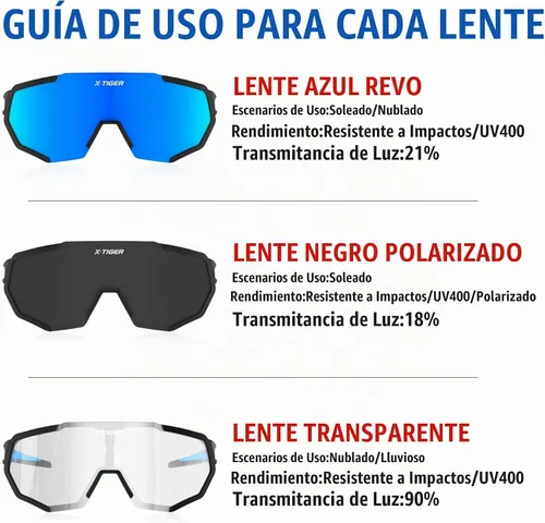 Vista 3 de X-TIGER Polarized Sports Sunglasses with 5 Interchangeable Lenses