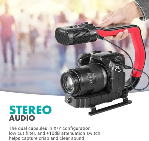 Vista 5 de Movo micrig Extreme Sport Edition – Mango de vídeo con micrófono estéreo integrados, Parabrisas, & Fisheye Lente para iPhone 5, 5 C, 5S, 6, 6s, 7