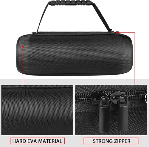 Vista 3 de Geekria - Funda rígida compatible con altavoces Bluetooth JBL Charge 5 y Charge 4, funda protectora de transporte de viaje con compartimento