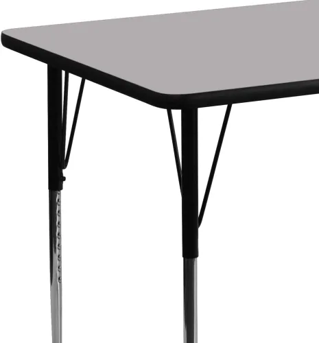 Vista 8 de Flash Furniture Mesa de actividades laminada térmica rectangular gris de 24 pulgadas de ancho x 48 pulgadas de largo, patas ajustables en altura