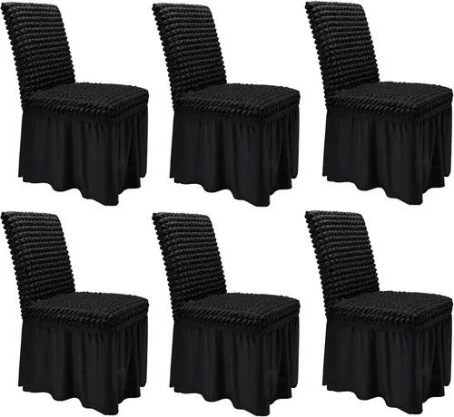 Vista 11 de NICEEC - Juego de 2 fundas para sillas de comedor de alta elasticidad, fundas removibles para sillas de comedor con falda, fundas protectoras