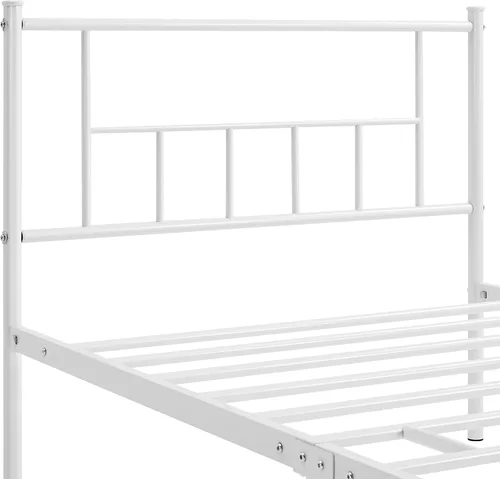 Vista 7 de Yaheetech Base de cama de metal de tamaño Individual de 13 pulgadas con cabecera y plataforma de estribo, Base de cama con almacenamiento,