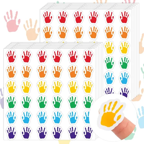 Vista 8 de Whaline 720 calcomanías bohemias de huellas de mano para el regreso a clases, 6 calcomanías autoadhesivas de color bohemio para tarjetas
