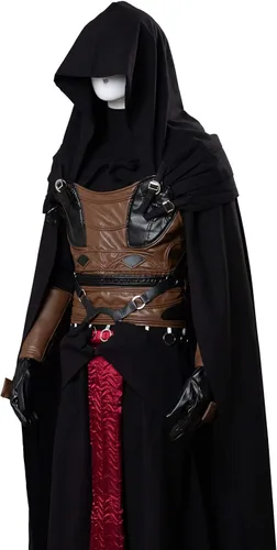 Vista 6 de Adult Darth Revan Costume Black Outfit Tunic Hooded Robe Halloween Uniform