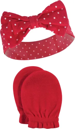 Vista 108 de Hudson Baby Conjunto de diadema de algodón y manoplas para rascar para bebé