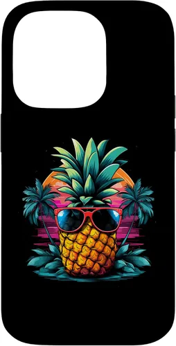 Vista 17 de iPhone 16 Vintage Pineapple With Sunglasses 70s 80s Vaporwave Hawaiian Case