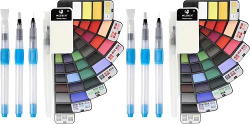 Vista 8 de MEEDEN Juego de pintura de acuarela de viaje: kit de pintura portátil de 42 colores de agua surtidos con 4 pinceles
