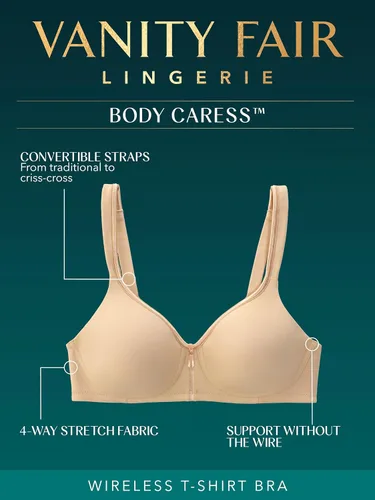 Vista 6 de Vanity Fair Womens Bra with 2-Way Convertible Straps, Body Caress Full Coverage, Lightly Lined Cups Up to Dd