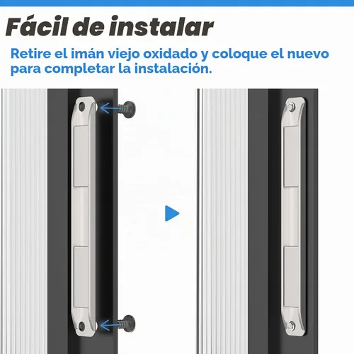 Vista 5 de Imán de acero inoxidable para puerta de ducha con canales en U con tornillos, manijas de puerta batiente y jamba de ataque