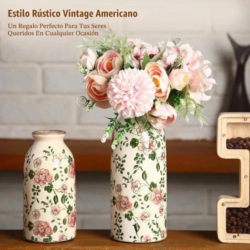 Vista 2 de 2 piezas de jarrones pequeños de cerámica, jarrones rústicos de granja, jarrones boho, decoración del hogar para tu cocina, dormitorio, oficina