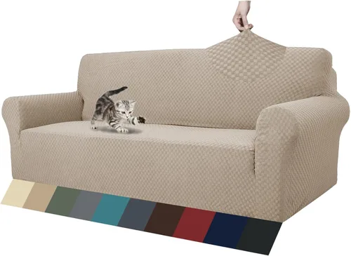 Vista 54 de ZNSAYOTX 1 Funda de silla Jacquard para sala de estar, funda de silla de alta elasticidad con brazos, antideslizante, apta para mascotas, funda