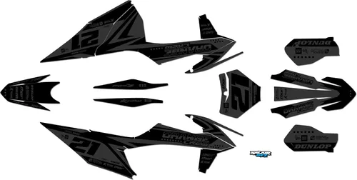Vista 3 de Kit de gráficos para KTM Motocross de 2 tiempos 125 SX, 150 SX y 250 SX años 2019, 2020, 2021 y 2022 Orangecrew Series Cyan 16 Mil - Calcomanías
