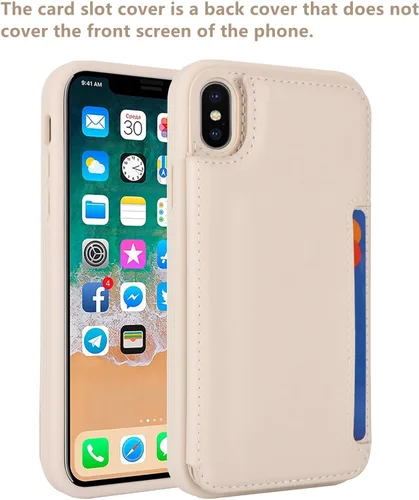 Vista 3 de iCoverCase Compatible con iPhone X/XS Funda con tarjetero, cartera para teléfono con bloqueo RFID de cuero sintético para mujeres y hombres, funda