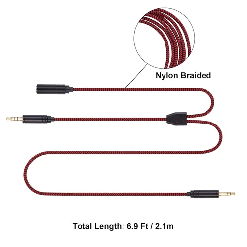 Vista 2 de Cable de audio de enlace de chat HD60 S rojo de 6.9 pies para Elgato HD60 Series, PS5/PS4/Xbox One/X/S y PC, 1 unidad