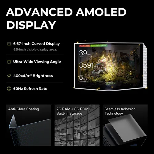 Vista 3 de TRYX Panorama 280 Blanco 280mm AIO Pantalla AMOLED L-Forma de 6.67'' Efecto 3D Anamorfo Display Personalizable Enfriador AIO 280mm Bomba Asetek 8ª