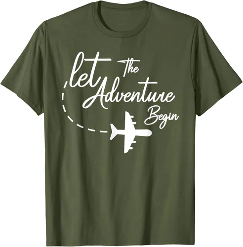 Vista 82 de Let The Adventure Begin - Camiseta inspiradora en modo de viaje en avión, Negro, S