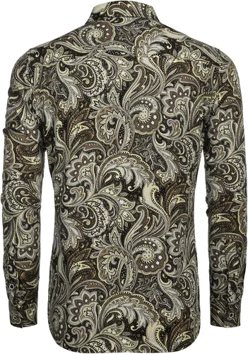 Vista 3 de Coofandy Camisa de manga larga de algodón con estampado floral, informal, retro, con botones