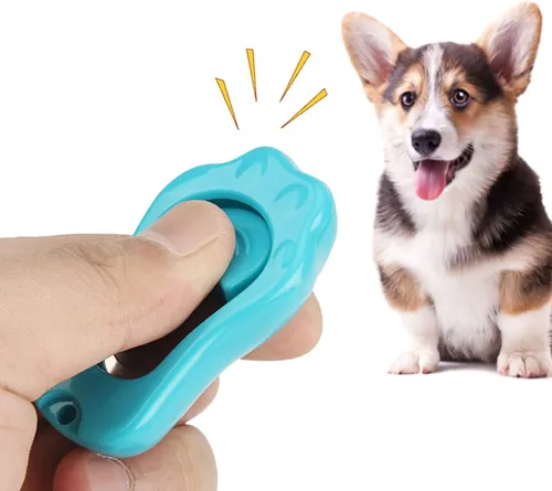 Vista 4 de Clicker Training para perros, clicker de perro con correa de muñeca, 3 niveles de volumen ajustables para entrenamiento de perros para gatos y Una
