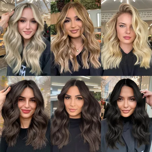 Vista 6 de Extensiones de Cabello con Alambre Invisible - Extensiones de Cabello Halo de 14 Pulgadas Largas Onduladas Postizo Sintético con Alambre
