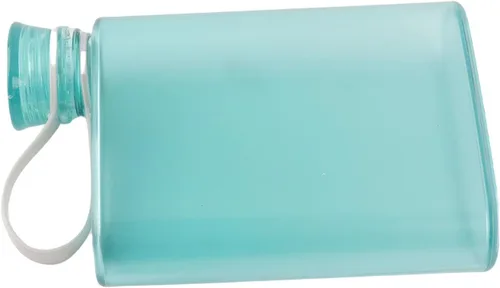 Vista 9 de CHICIRIS Botella de agua portátil a prueba de fugas, diseño rectangular transparente de 12.8 fl oz, frasco de viaje de mano para deportes al aire
