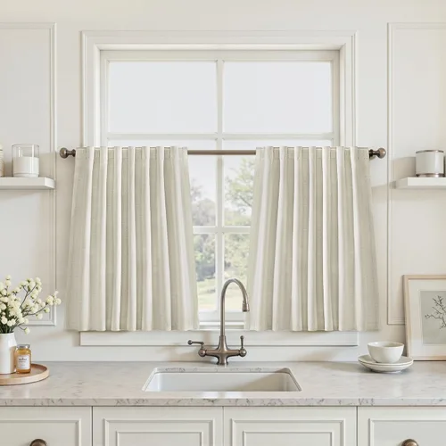 Vista 75 de Cortinas opacas de 54 pulgadas de largo para dormitorio, sala de estar, cortinas beige con aislamiento térmico, oscurecimiento de la habitación