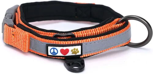 Vista 17 de Pawtitas Cuello ajustable reflectante para perro, Collar para perro acolchado, Negro