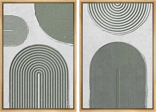 Vista 14 de SIGNWIN Lienzo enmarcado para pared, juego de arte con anillos de árbol de bosque grunge en blanco y negro, ilustraciones de naturaleza silvestre