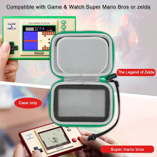 Vista 4 de RLSOCO Funda de transporte para Nintendo Game & Watch La leyenda de ZeldaSuper Mario (verde)