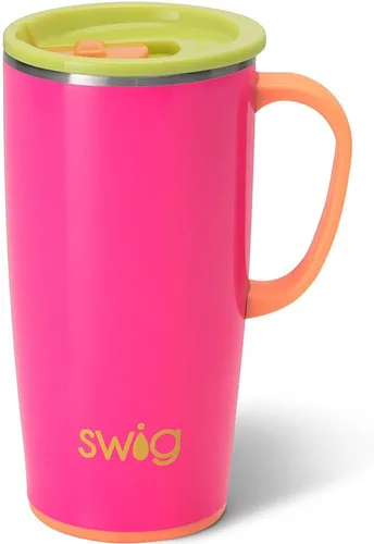 Vista 11 de Swig Life - Taza de viaje de 18 onzas, vaso con aislamiento con asa y tapa, apto para portavasos, apto para lavavajillas, de acero inoxidable, taza