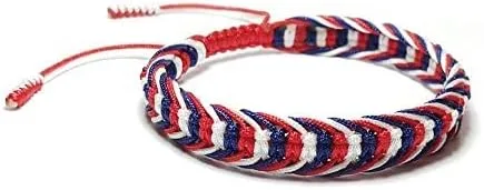 Vista 3 de LAMIBEE Pulsera tibetana de color con bandera de país, amuleto y estilo bohemio, pulsera de cuerda y brazaletes para mujeres, hombres, pulseras