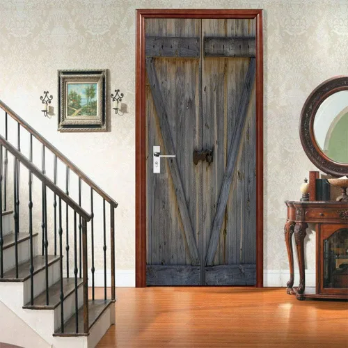 Vista 41 de Adhesivos 3D para puerta, murales para despegar y pegar, puerta de madera, papel tapiz autoadhesivo, extraíble, PVC, impermeable, póster para Puerta