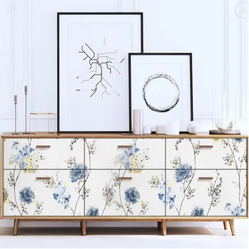 Vista 5 de Elegante papel de contacto floral autoadhesivo para estantes de 17.7 x 117 pulgadas, autoadhesivo para cajón, adhesivo para despegar y pegar, papel